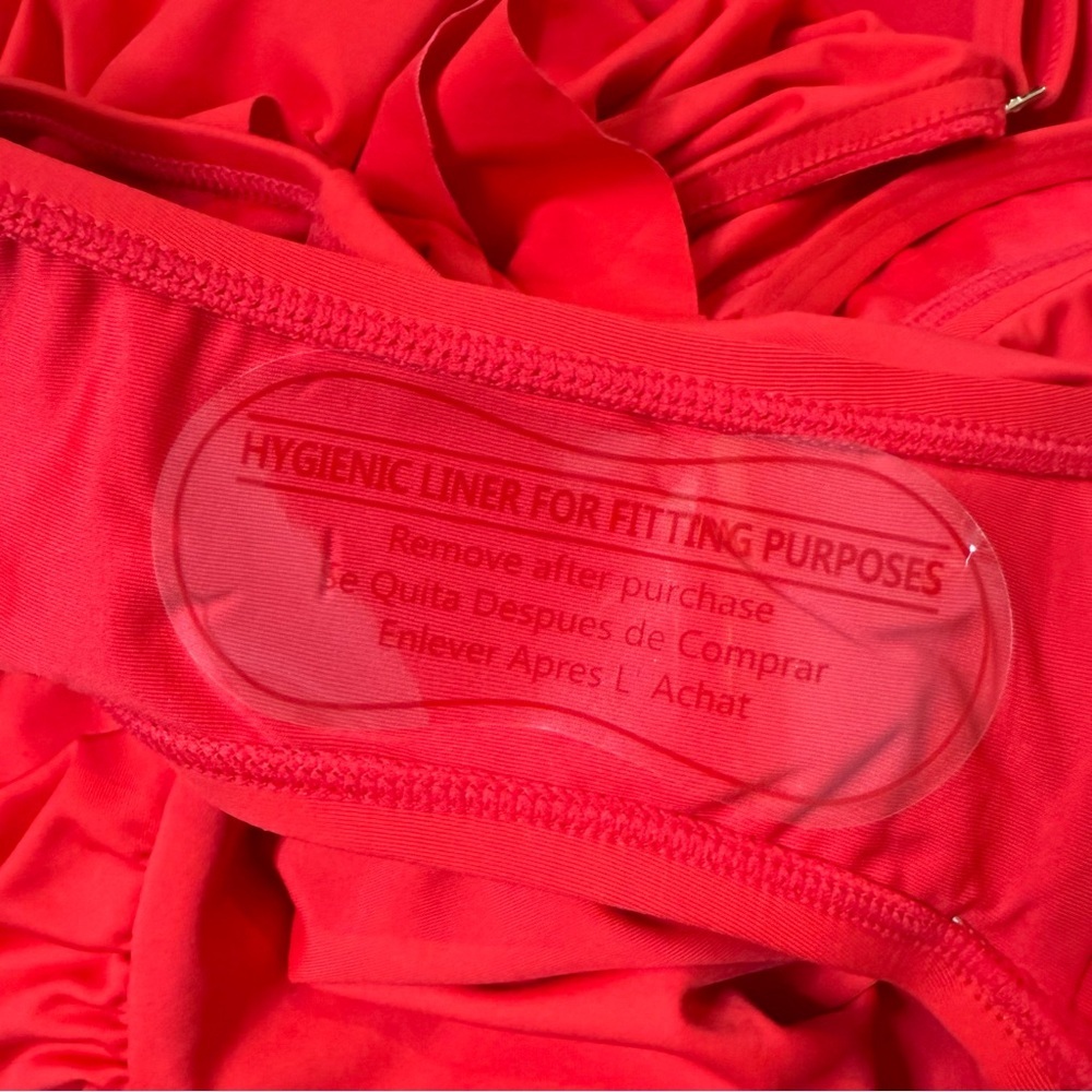 NWOT Tahari Red Ruffle One Piece Swimsuit Sample Ruched Tummy Control Sz S - Picture 9 of 9